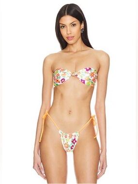 Frankie’s Bikinis French Flowers Strapless Bandeau Top